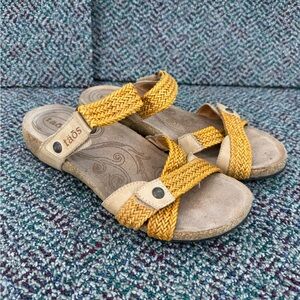 Taos Trulie Sandals Womens Sz‎ 7.5 Cross Strap Woven Strappy Low Wedge Shoes